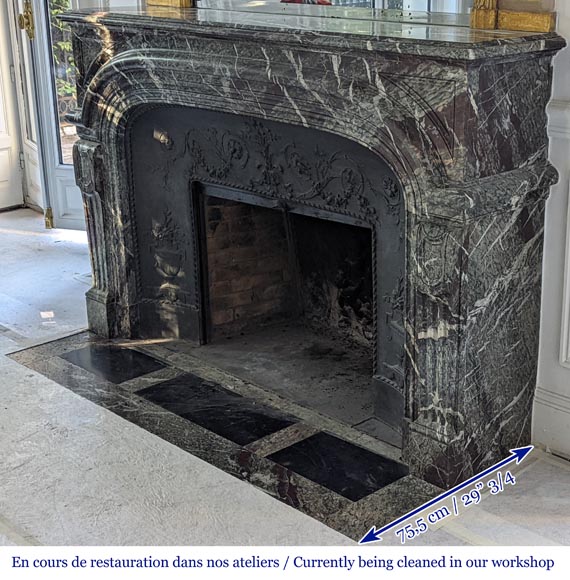 Important Regency style fireplace in Campan marble-5