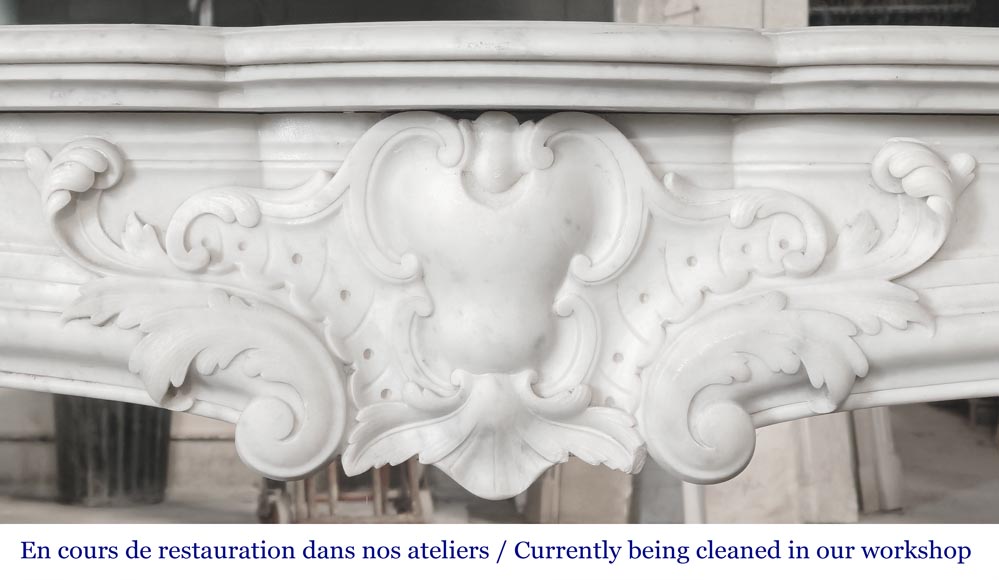 Important Regency style fireplace in Carrara marble-1