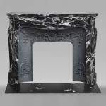 Louis XV style Pompadour mantel in black Marquina marble