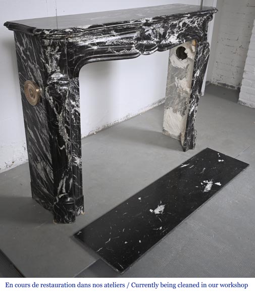 Louis XV style Pompadour mantel in black Marquina marble-2