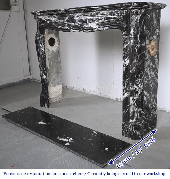 Louis XV style Pompadour mantel in black Marquina marble-5
