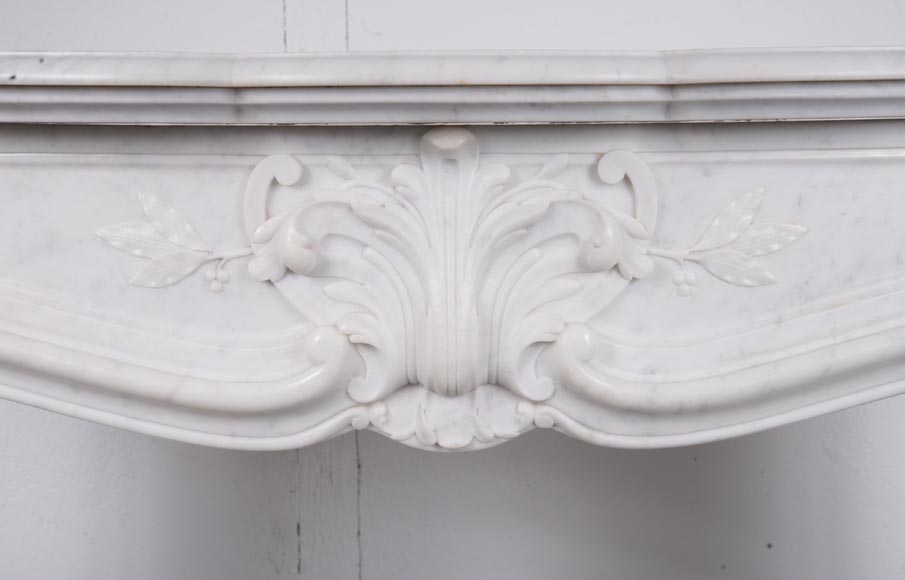 Louis XV style mantel with palmette motif, Carrara marble-1
