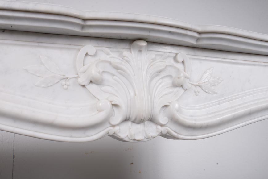Louis XV style mantel with palmette motif, Carrara marble-2