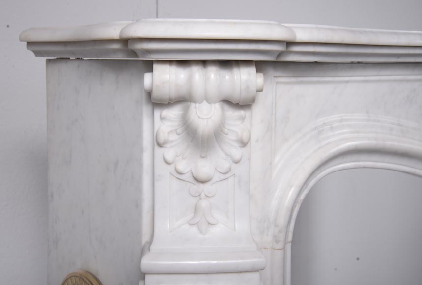 Louis XV style mantel with palmette motif, Carrara marble-5