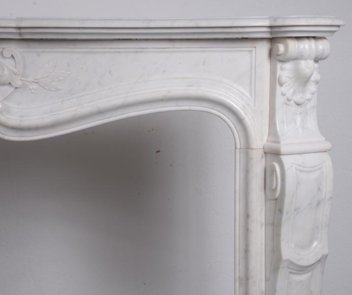 Louis XV style mantel with palmette motif, Carrara marble-8