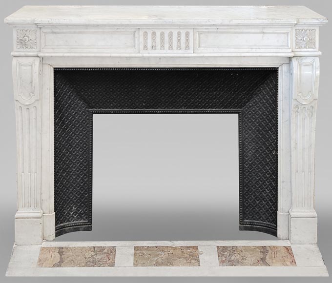 Louis XVI style fireplace in Carrara marble-0