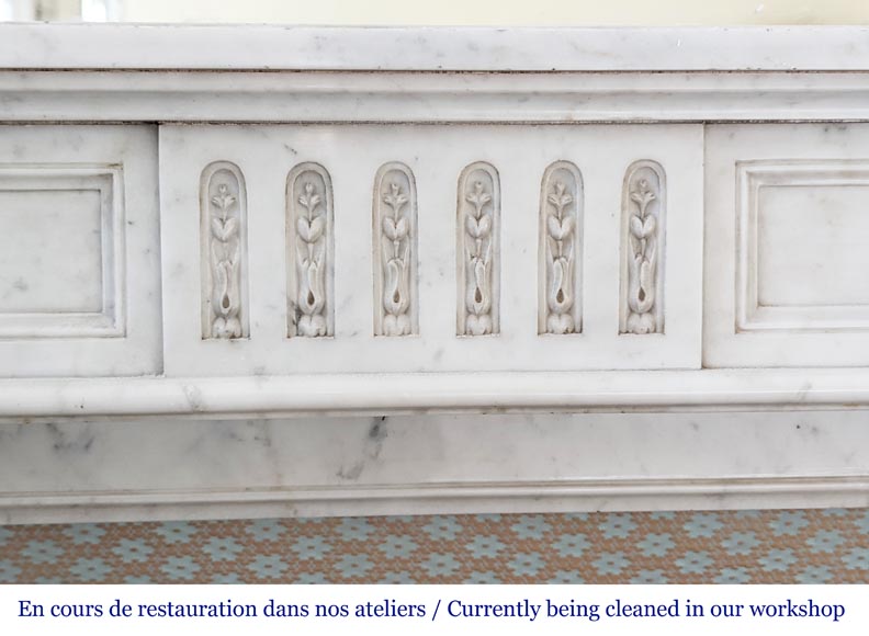 Louis XVI style fireplace in Carrara marble-1