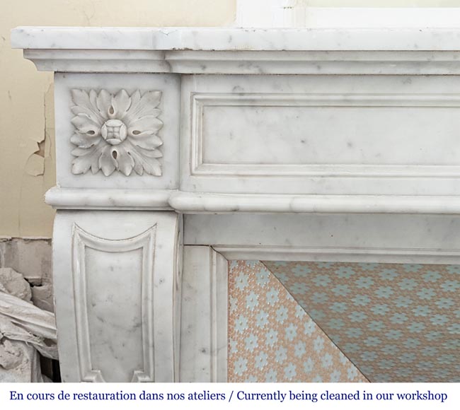 Louis XVI style fireplace in Carrara marble-2