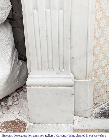Louis XVI style fireplace in Carrara marble-3