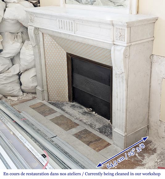 Louis XVI style fireplace in Carrara marble-4