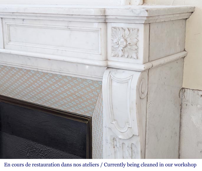 Louis XVI style fireplace in Carrara marble-5
