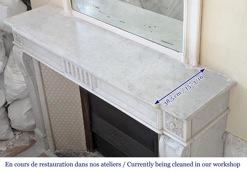 Louis XVI style fireplace in Carrara marble-8