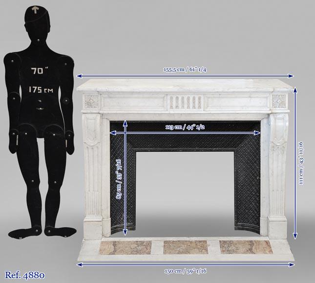 Louis XVI style fireplace in Carrara marble-9