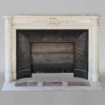 Louis XVI style mantel with half columns in Carrara marble