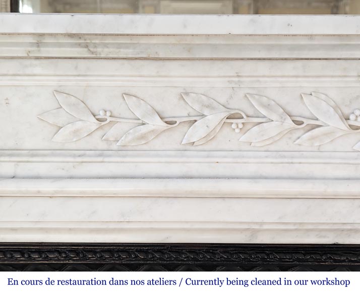 Louis XVI style mantel with half columns in Carrara marble-2