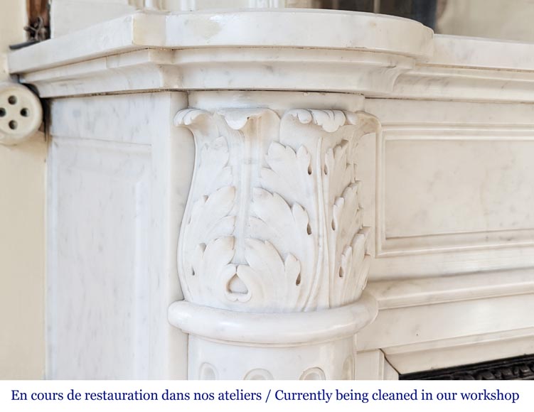 Louis XVI style mantel with half columns in Carrara marble-4