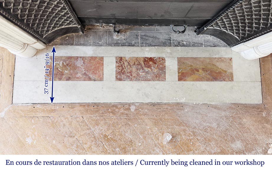 Louis XVI style mantel with half columns in Carrara marble-9