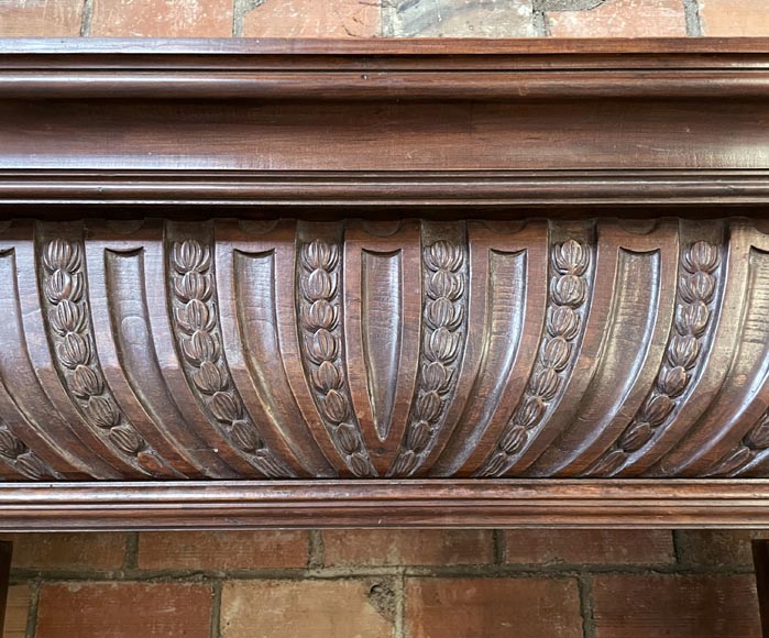 Renaissance walnut mantel with satyrs-2