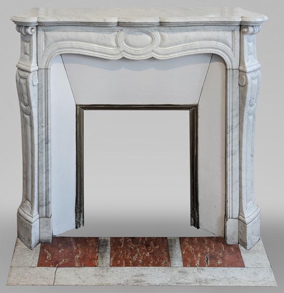 Antique Louis XV style mantel, Pompadour model, in Carrara marble-0