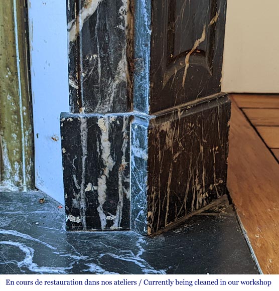 Louis XV style mantel in Marquina marble-7