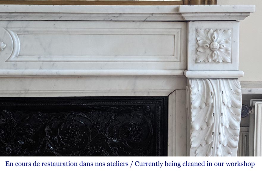 Louis XVI style mantel in Carrara marble-6