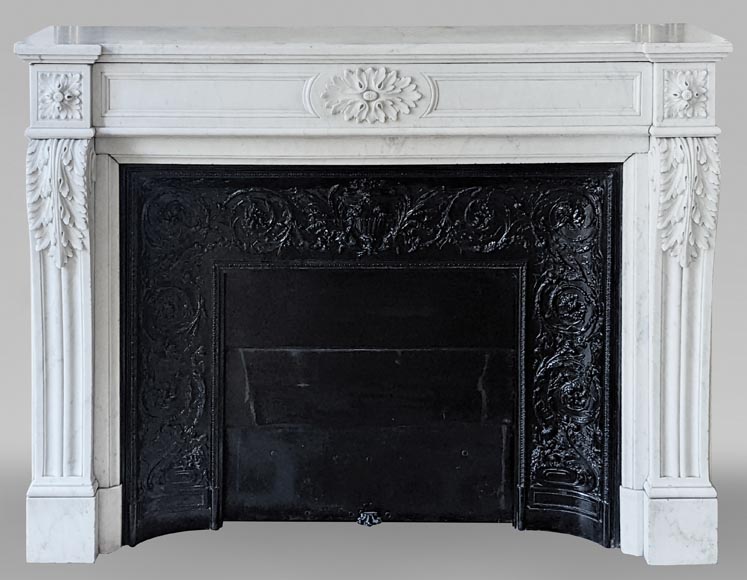 Louis XVI style mantel in Carrara marble-0