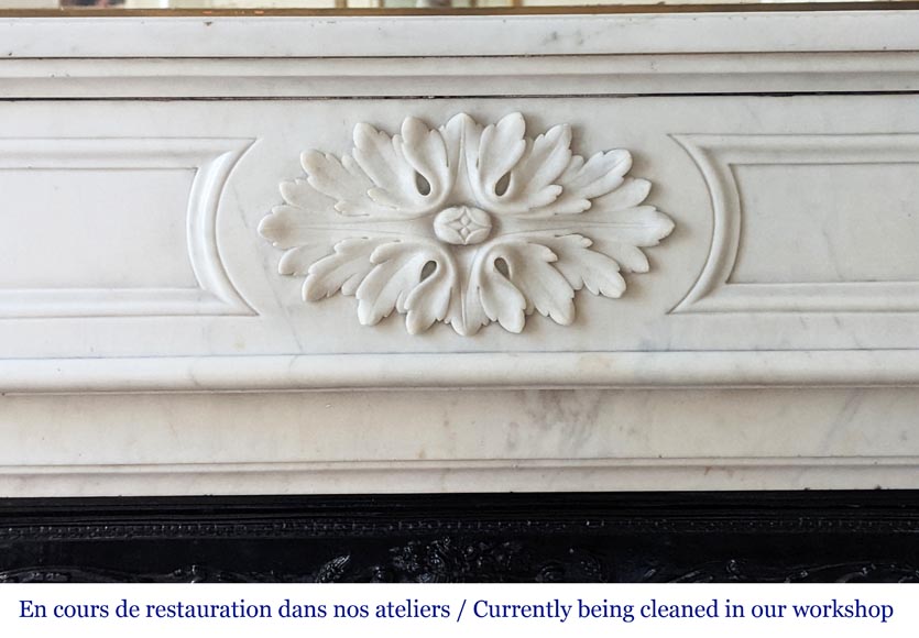 Louis XVI style mantel in Carrara marble-1