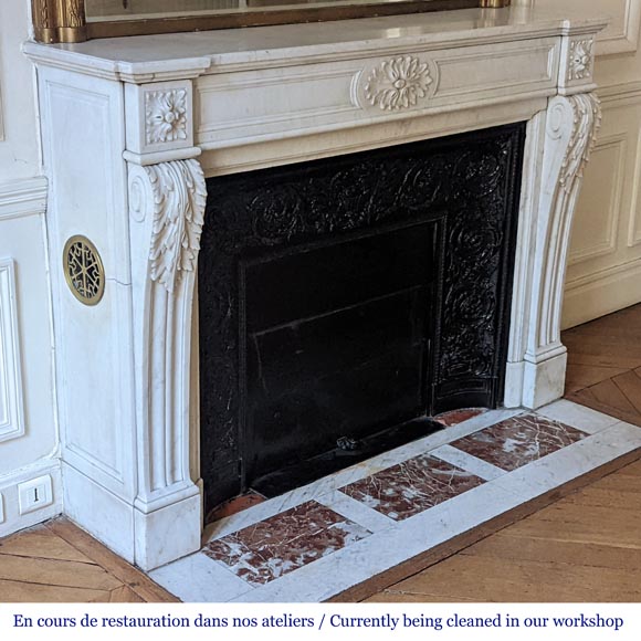 Louis XVI style mantel in Carrara marble-2