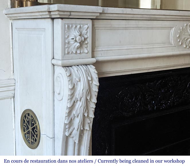Louis XVI style mantel in Carrara marble-3