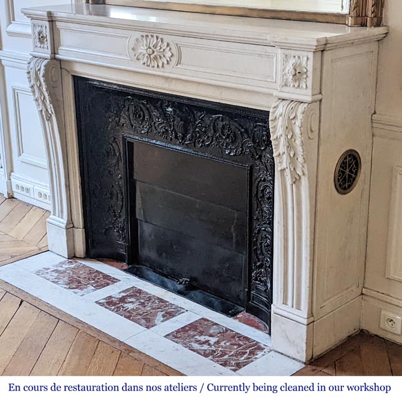 Louis XVI style mantel in Carrara marble-5