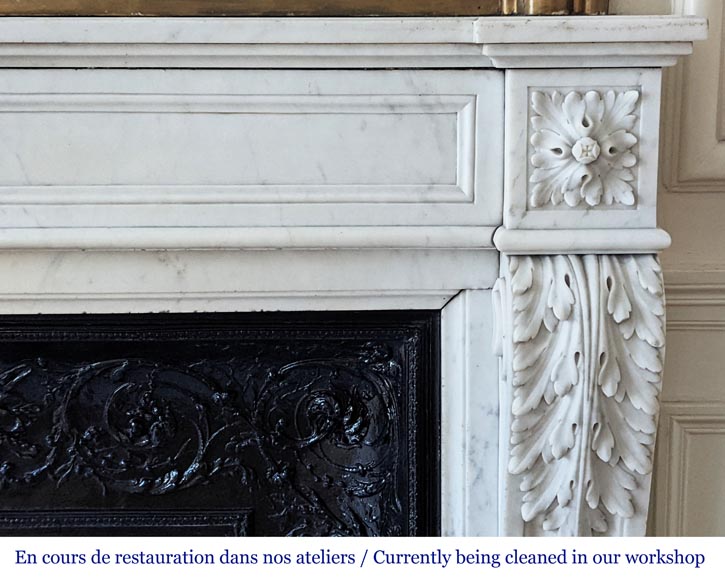 Louis XVI style mantel in Carrara marble-6