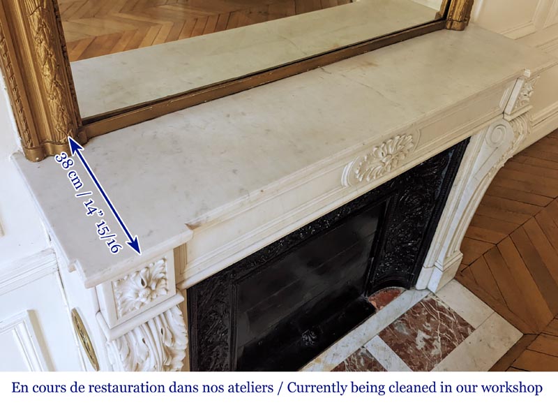 Louis XVI style mantel in Carrara marble-9