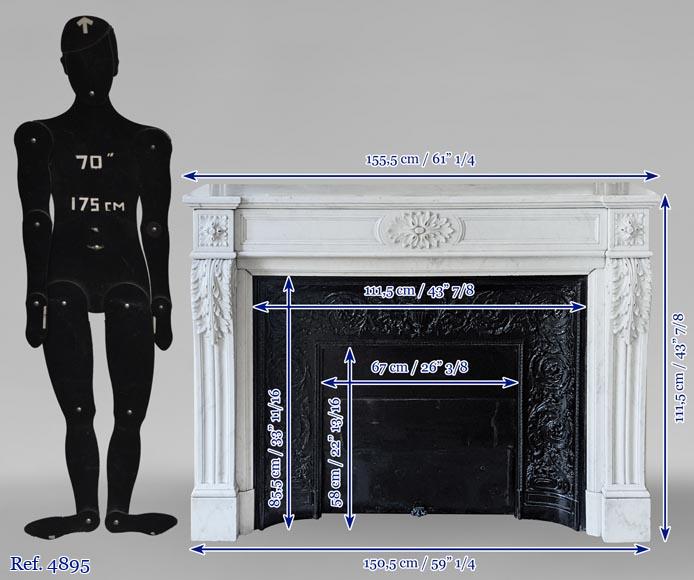 Louis XVI style mantel in Carrara marble-10