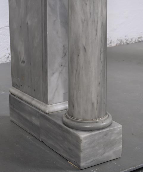 Restoration period mantel in light Turquin marble with detached columns and carved entablature-7