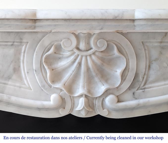 Louis XV style mantel with three shells in Carrara marble-1