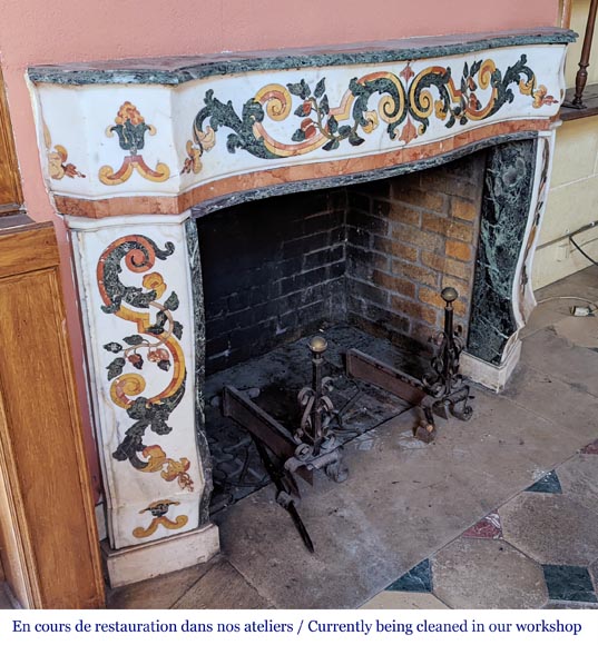 Polychrome marble mantel probably from an 18th century altar-3