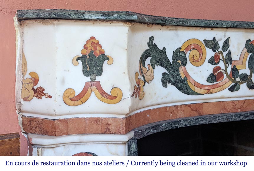 Polychrome marble mantel probably from an 18th century altar-4