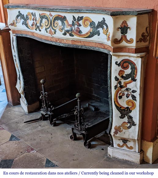 Polychrome marble mantel probably from an 18th century altar-7