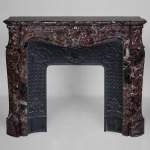 Louis XV style fireplace in Rosso Levanto marble