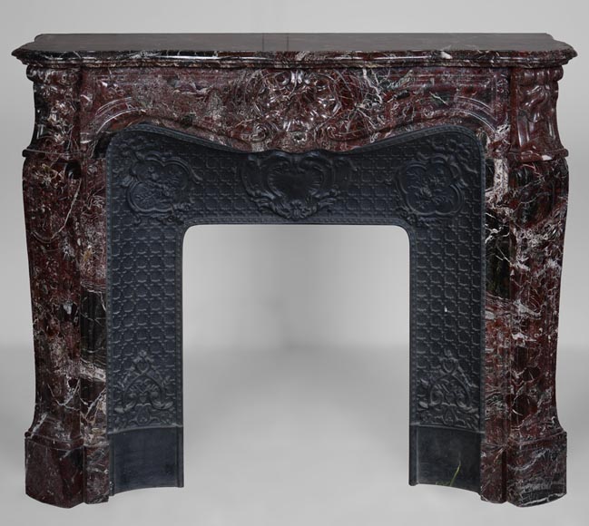 Louis XV style fireplace in Rosso Levanto marble-0