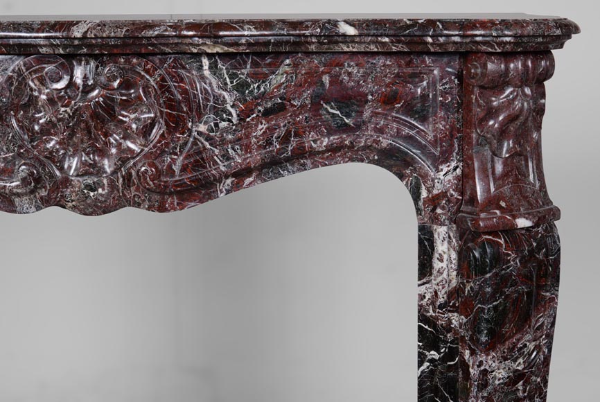Louis XV style fireplace in Rosso Levanto marble-7