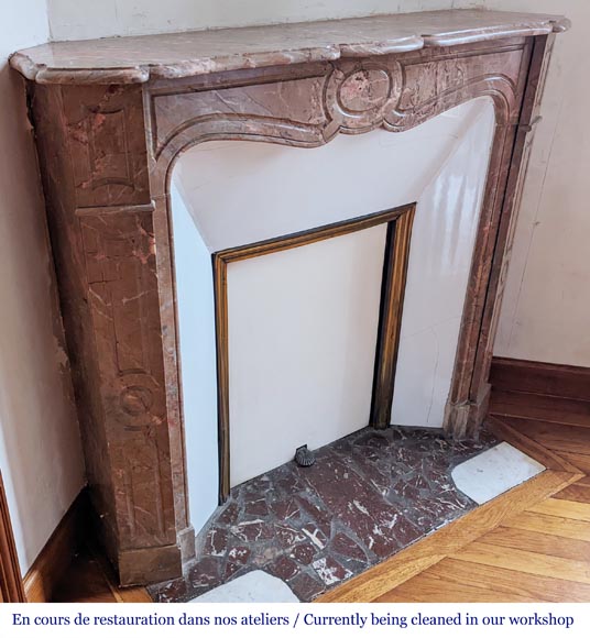 Small Pompadour fireplace in Enjugerais marble-2