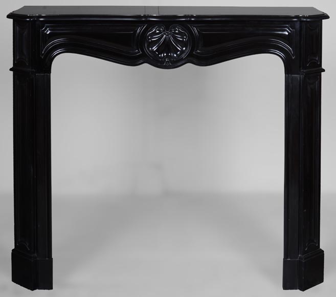 Louis XV style black marble mantel with carved shell-0