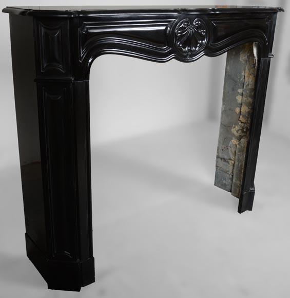 Louis XV style black marble mantel with carved shell-2