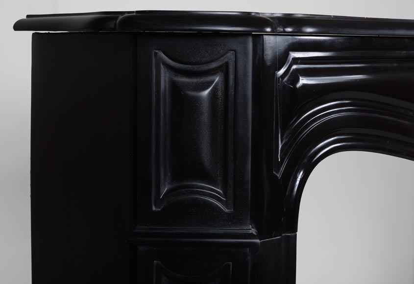 Louis XV style black marble mantel with carved shell-3