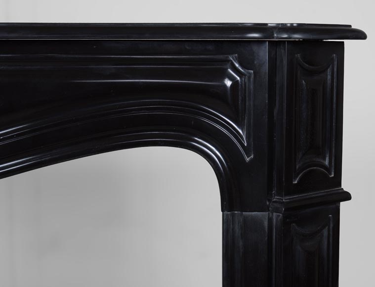 Louis XV style black marble mantel with carved shell-6