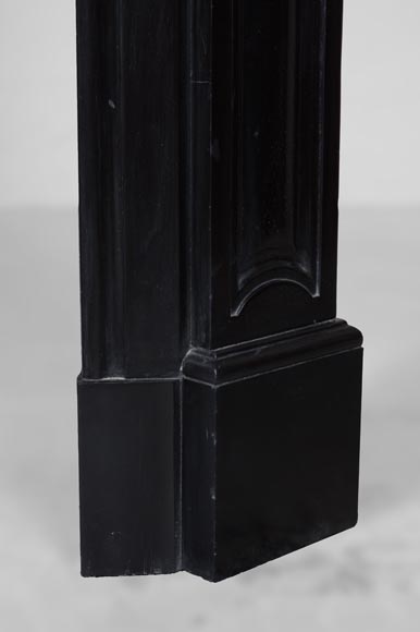 Louis XV style black marble mantel with carved shell-7