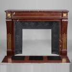 Louis XVI style fireplace in Griotte marble with gilded bronze