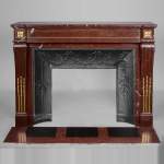 Louis XVI style fireplace in Griotte marble with gilded bronze