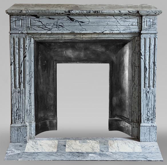 Small Louis XVI fireplace in Bleu Fleuri marble-0